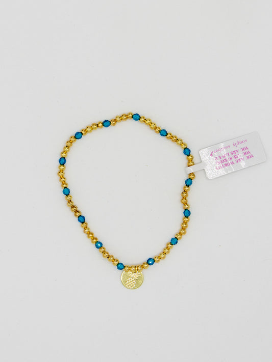 Simply Southern Light Blue and Gold Bead Bracelet