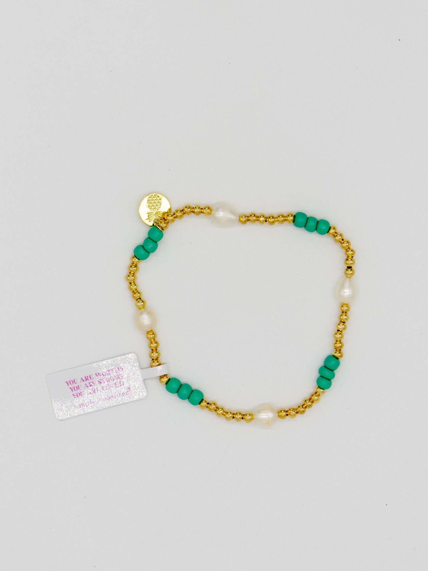 Simply Southern Teal/ Pearl and Gold Bracelet
