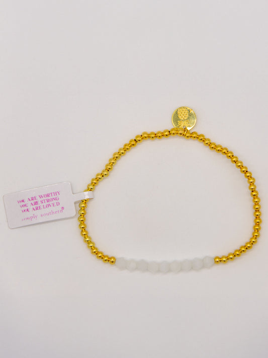 Simply Southern Clear Crystal and Gold Bead Bracelet