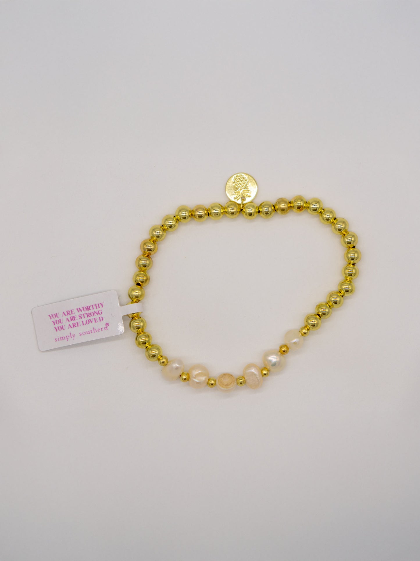 Simply Southern Fresh Pearl and Gold Bead Bracelet