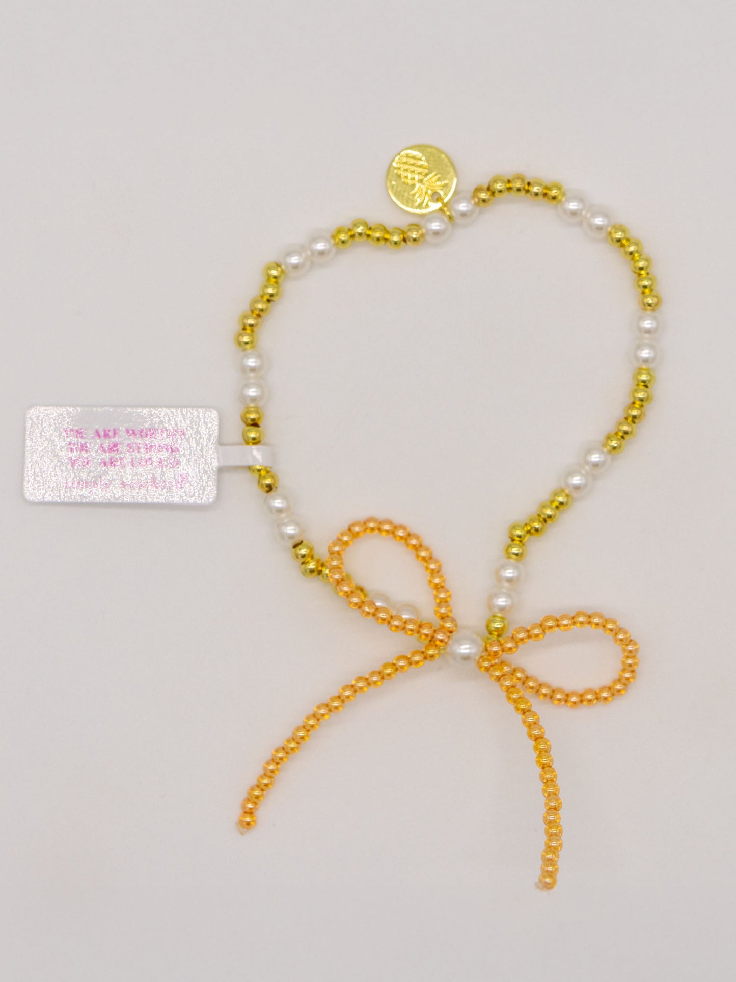 Simply Southern Peach and Pearl Gold Bead Bracelet