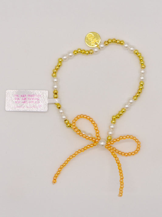 Simply Southern Peach and Pearl Gold Bead Bracelet