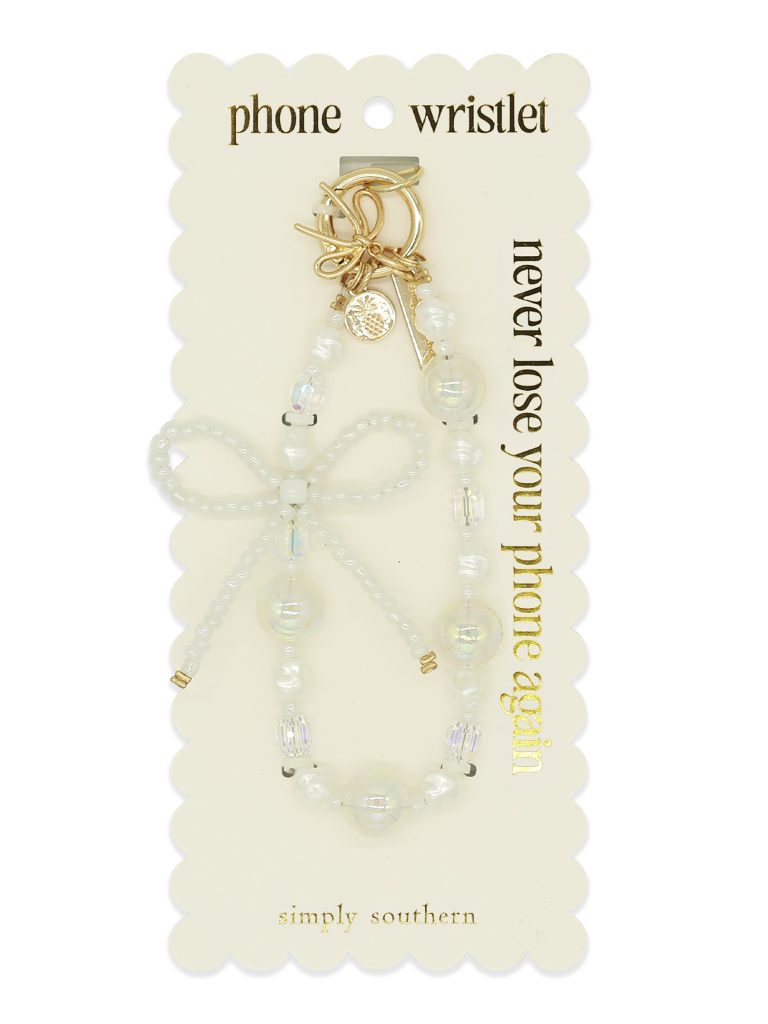 Simply Southern Pearl Beaded Phone Wristlet with Pearl Bow