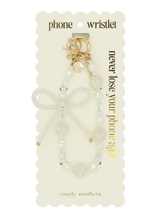 Simply Southern Pearl Beaded Phone Wristlet with Pearl Bow