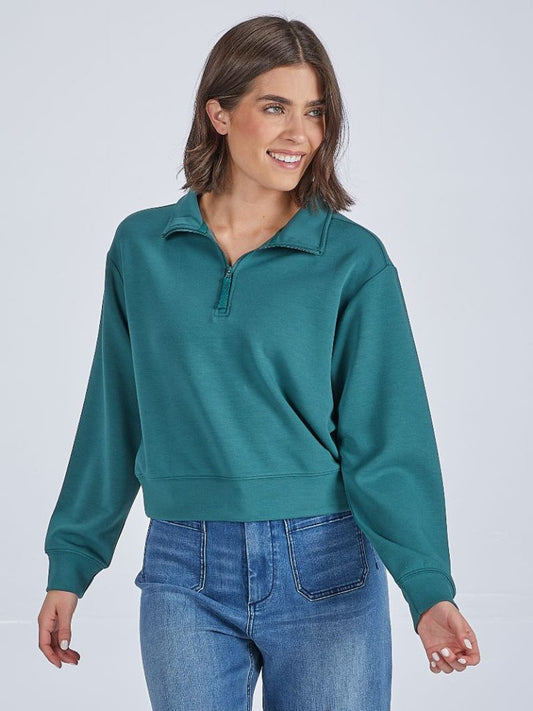 Simply Southern QuarterZip in Jade
