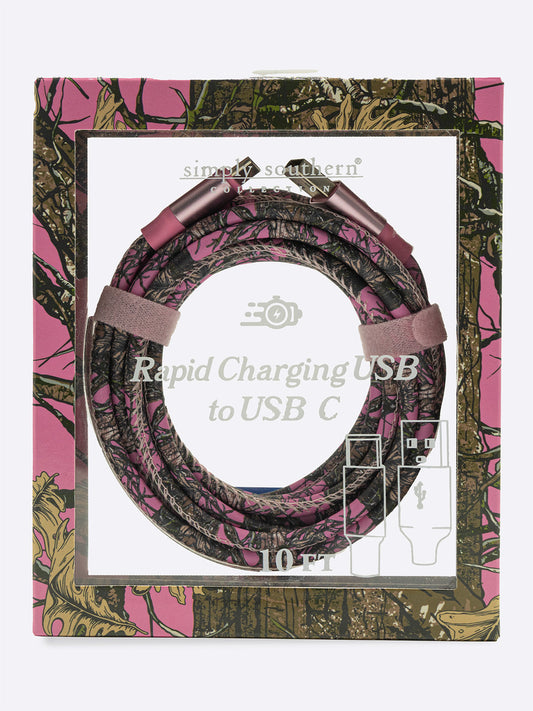 Simply Southern Pink Camo USB to USB-C Charger