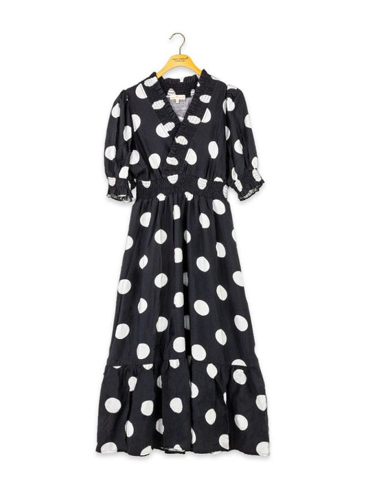 Sky Creame Black Polka Dot Dress