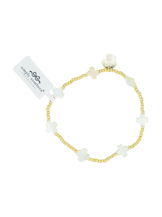 Simply Southern White Faith Gold Beaded Bracelet