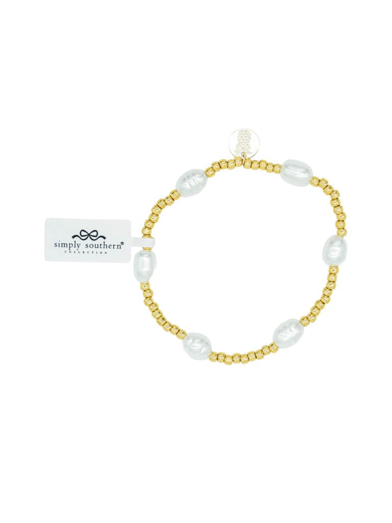 Simply Southern Gold Beaded bracelet with Big Pearls
