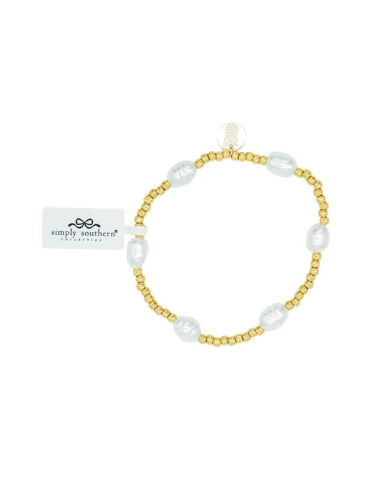 Simply Southern Gold Beaded bracelet with Big Pearls