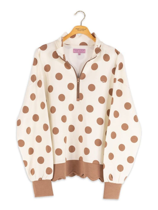 Simply Southern Dotted Scalloped Lounge Pullover-Cream