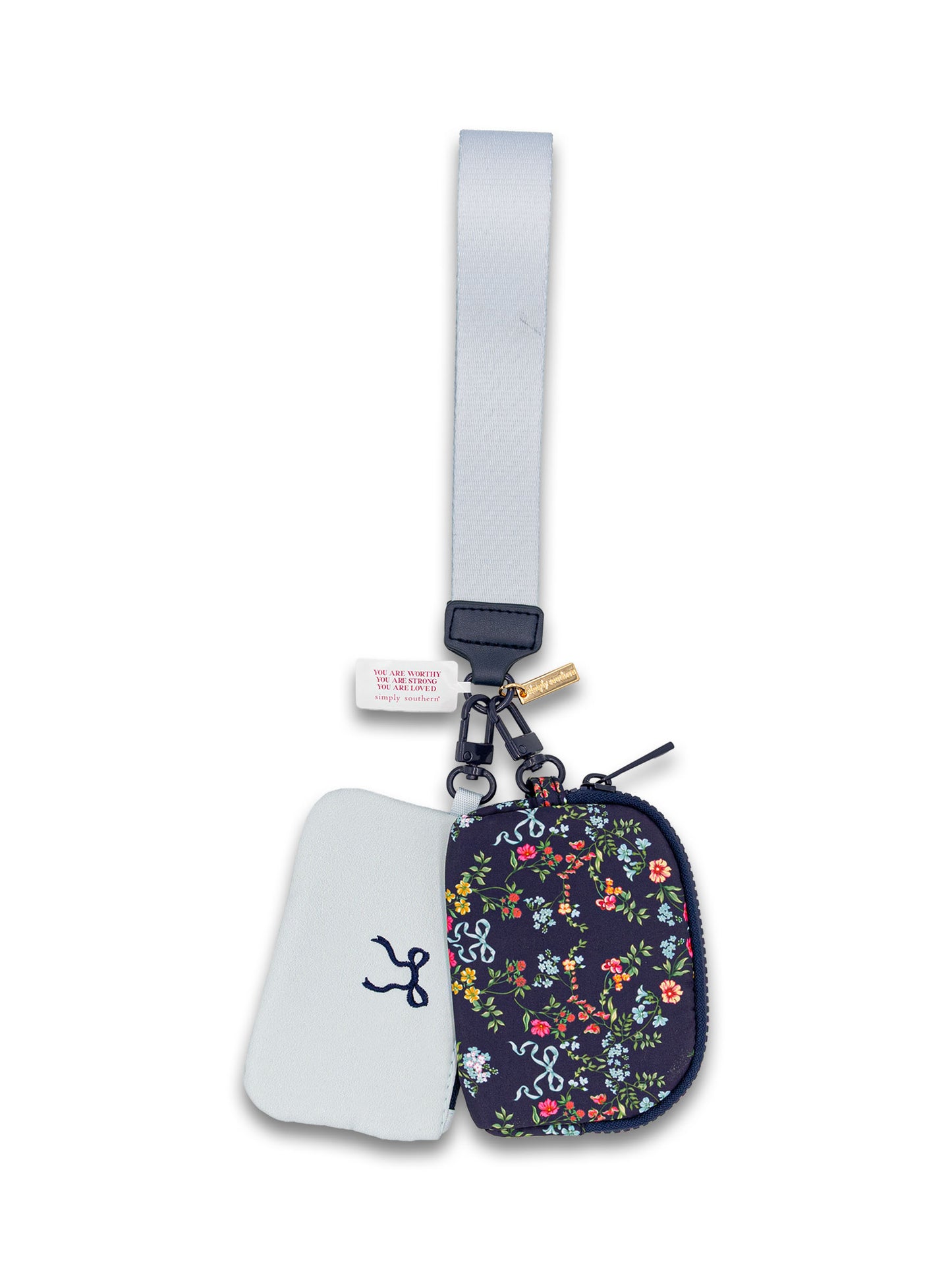Simply Southern Blue Ribbon Flower ID Coin Wristlet