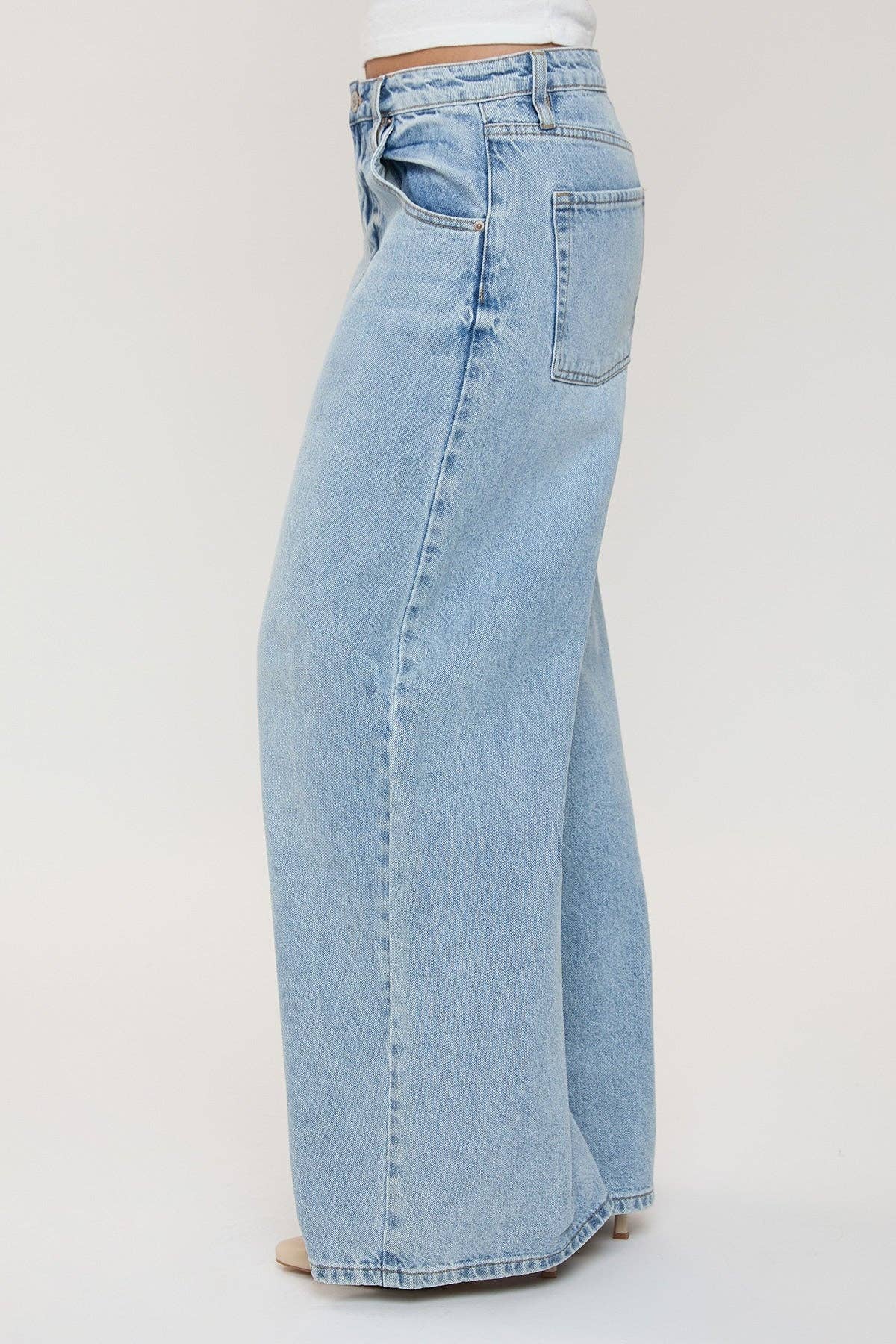Billie Mid Rise Wide Leg Baggy Jeans-Light blue