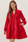 Red quilted dress