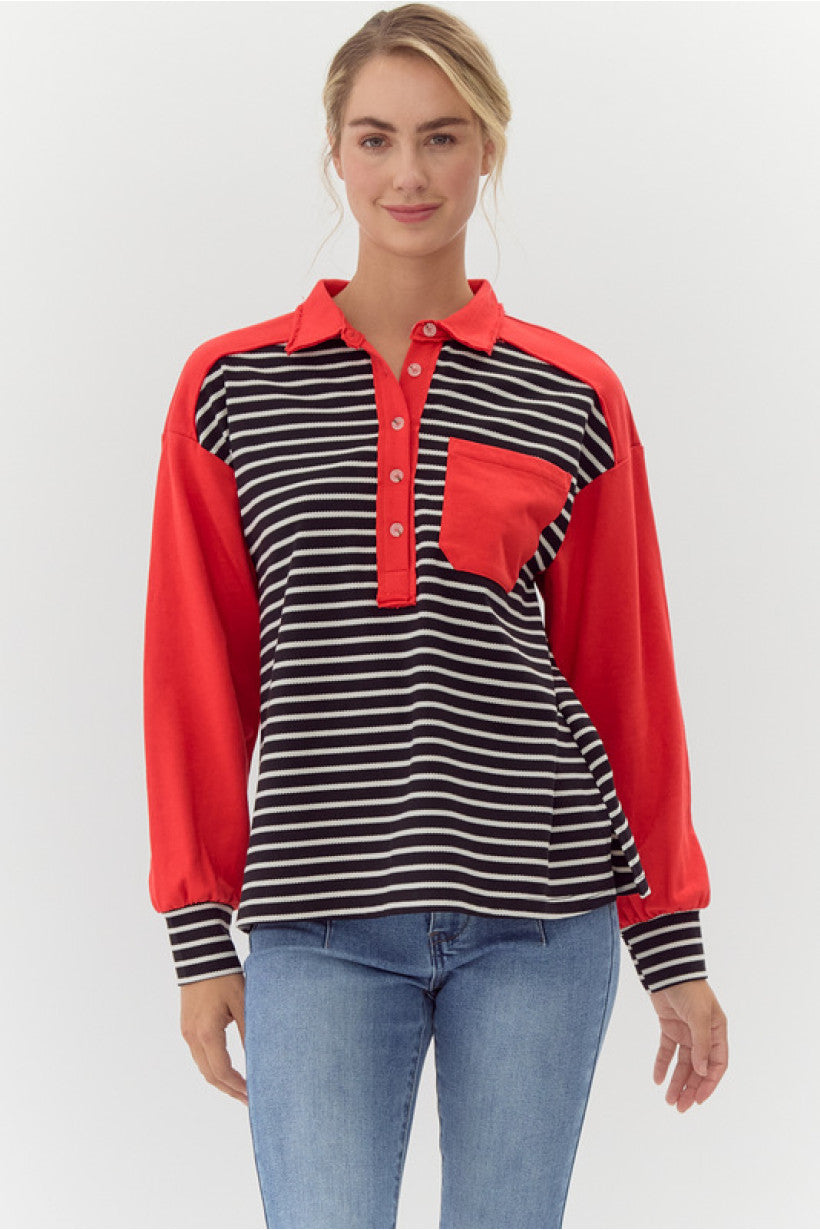 Colorblock striped knit top