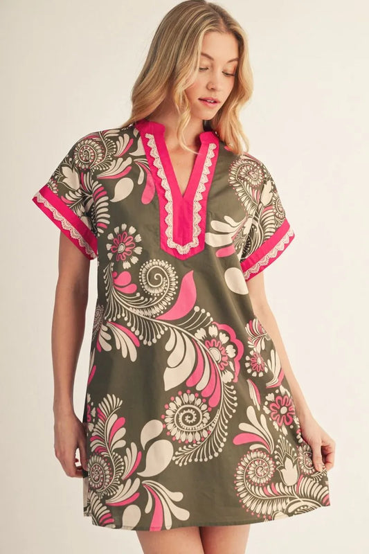 The Blossom Olive Boho Floral Dress