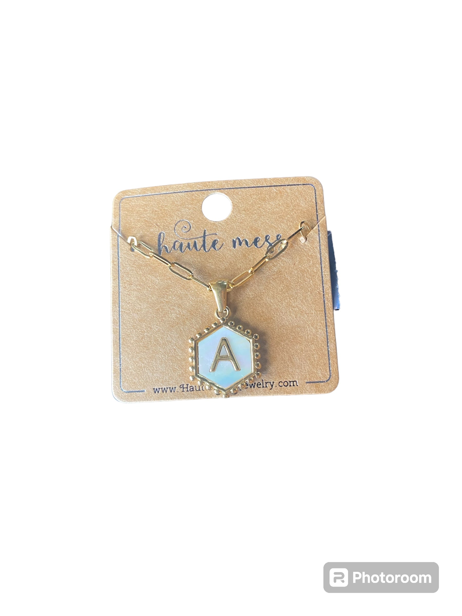 Haute Mess Hexagon Pendant w/ Gold Initial Necklace