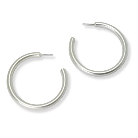 Silver Round Hoop Earrings