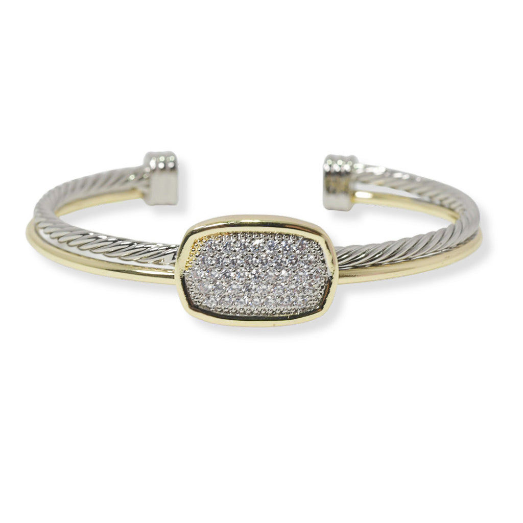 Two Tone Dainty Cuff Bracelet