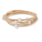 Gold Freshwater Pearl Multi Layered Stretch Bracelet