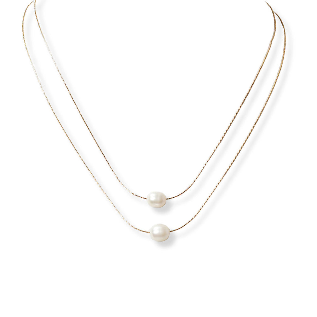 Freshwater Pearl Double Layered Gold Necklace