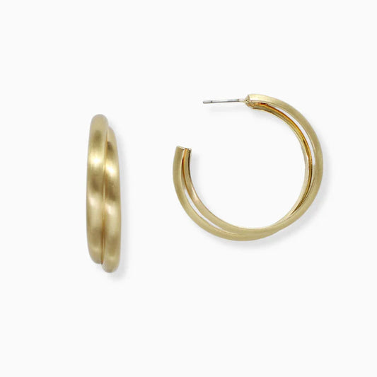 Double Line Metal Hoop Earrings