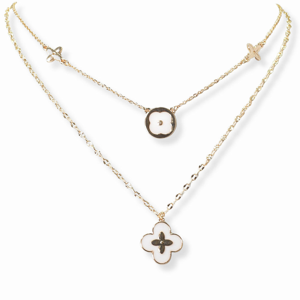 White Clover Enamel Station Necklace