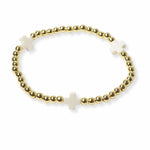 Gold Beaded Stretch Bracelet With Cross Accents