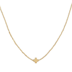 Dainty Cross Accent Beaded Necklace