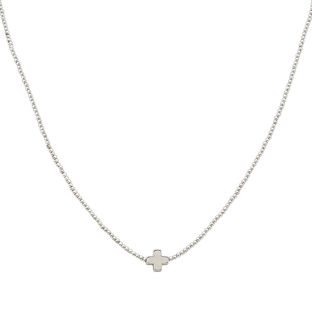 Dainty Cross Accent Beaded Necklace