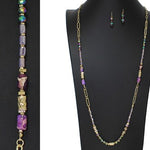 Gold/Purple Semi Precious Stone Beaded Long Necklace