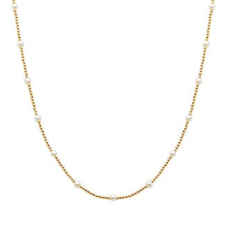 Gold and Pearl Dainty Beaded Necklace