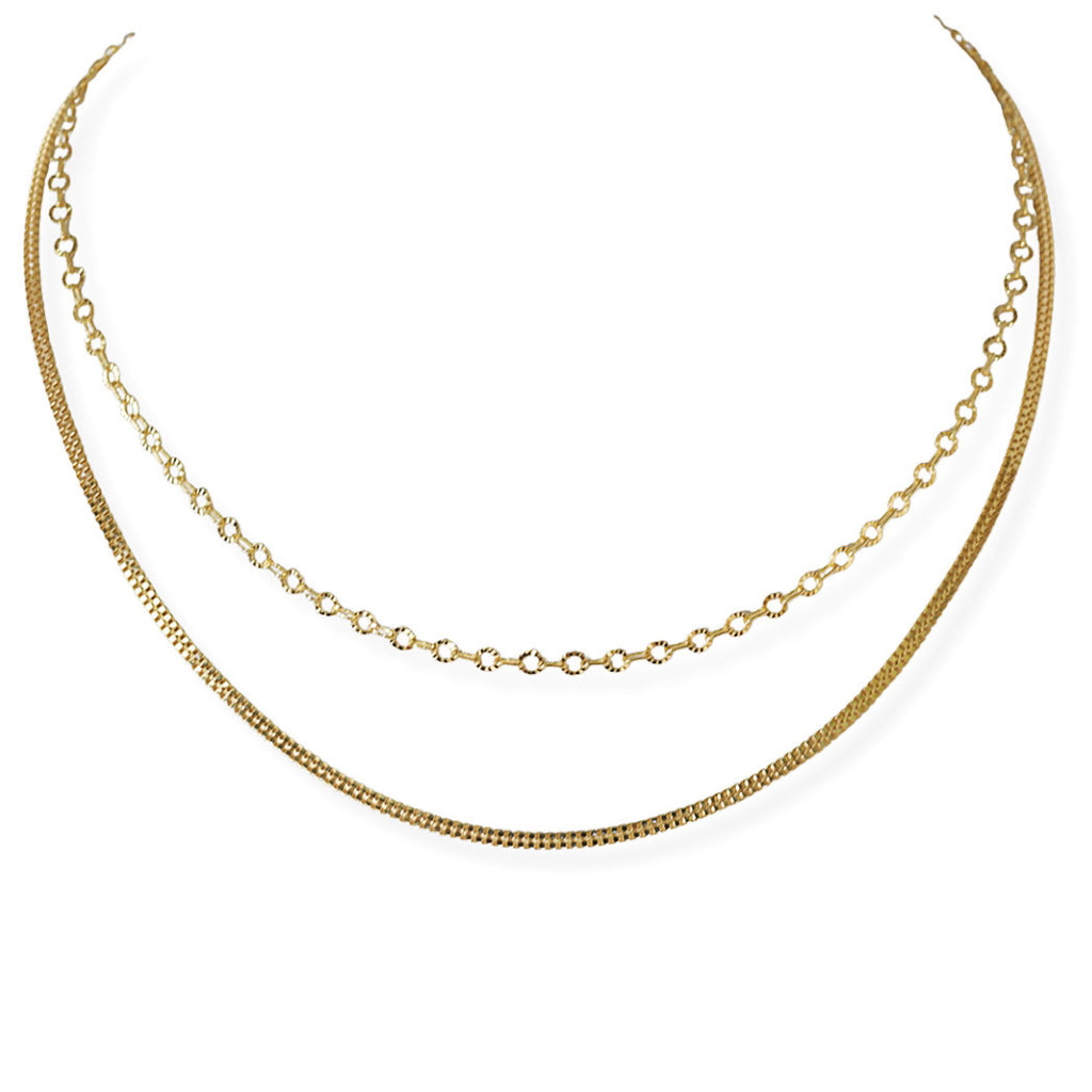 Gold Dipped Dainty Brass Layered Chain Necklace