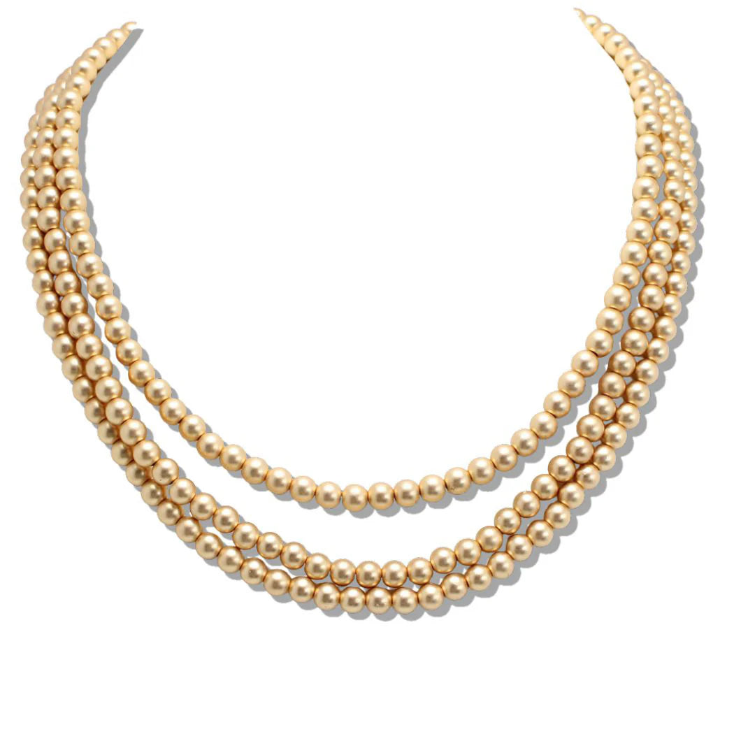 Triple  Layered Gold Beaded Jewlry