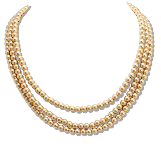 Triple  Layered Gold Beaded Jewlry