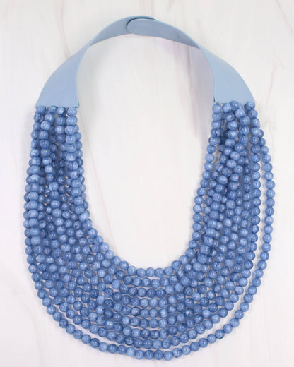 Kalin Beaded Layered Magnetic Necklace Blue: Default