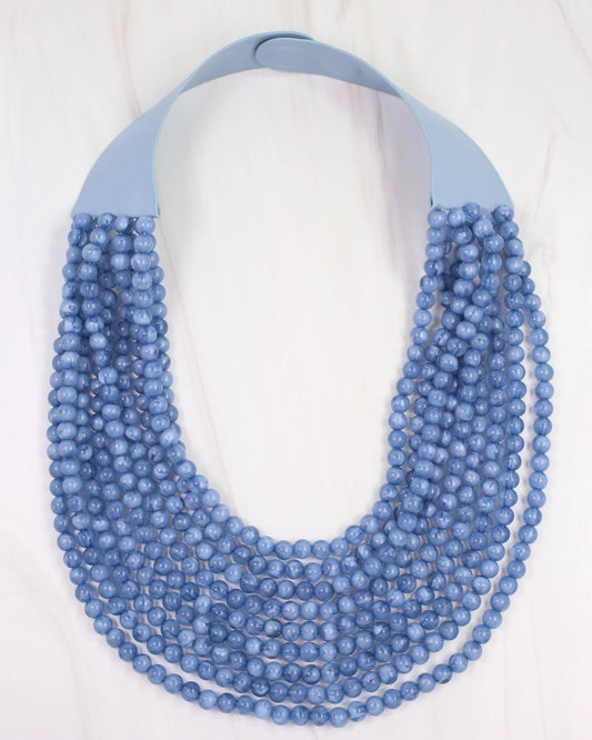 Kalin Beaded Layered Magnetic Necklace Blue: Default