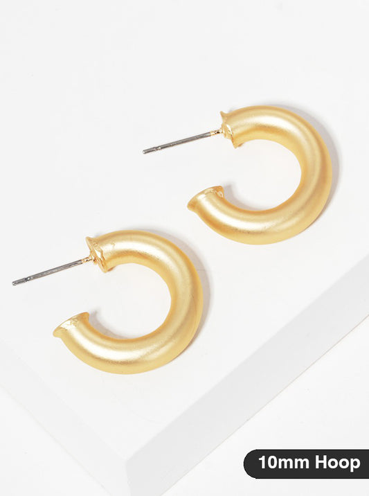10mm Bold Brass Hollow Hoop Earrings