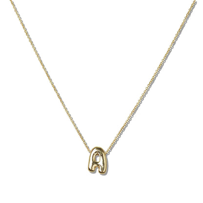 Gold Dainty Bubble Letter Pendant Necklace