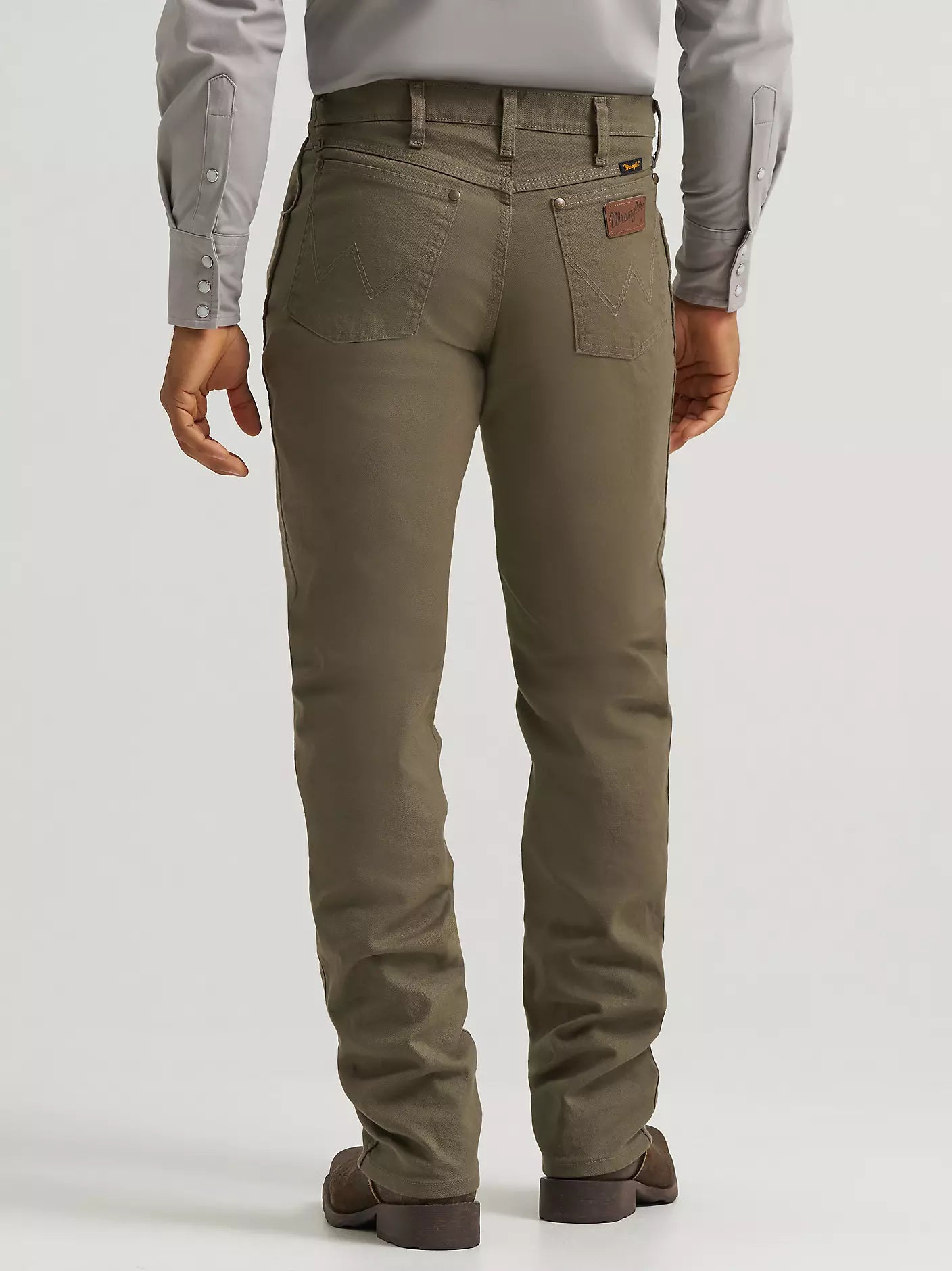 Men's Wrangler Sea Turtle Green Premium Performance Tough Comfort Cowboy Cut Regular Fit Canvas Jean