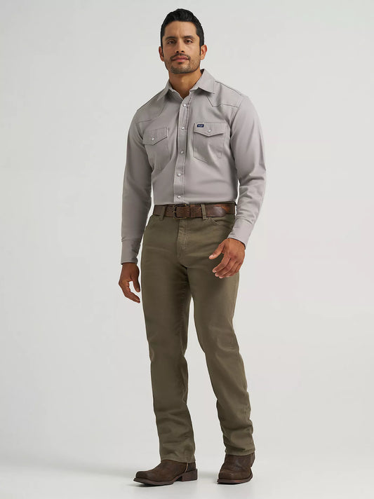 Men's Wrangler Sea Turtle Green Premium Performance Tough Comfort Cowboy Cut Regular Fit Canvas Jean