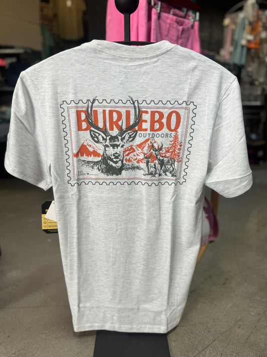 Sort Sleeve Tee - Buck Stamp - Ash Grey
