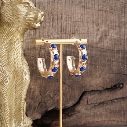 Jeweled Bubble Hoop Earrings – Colorful Acrylic Cabochons