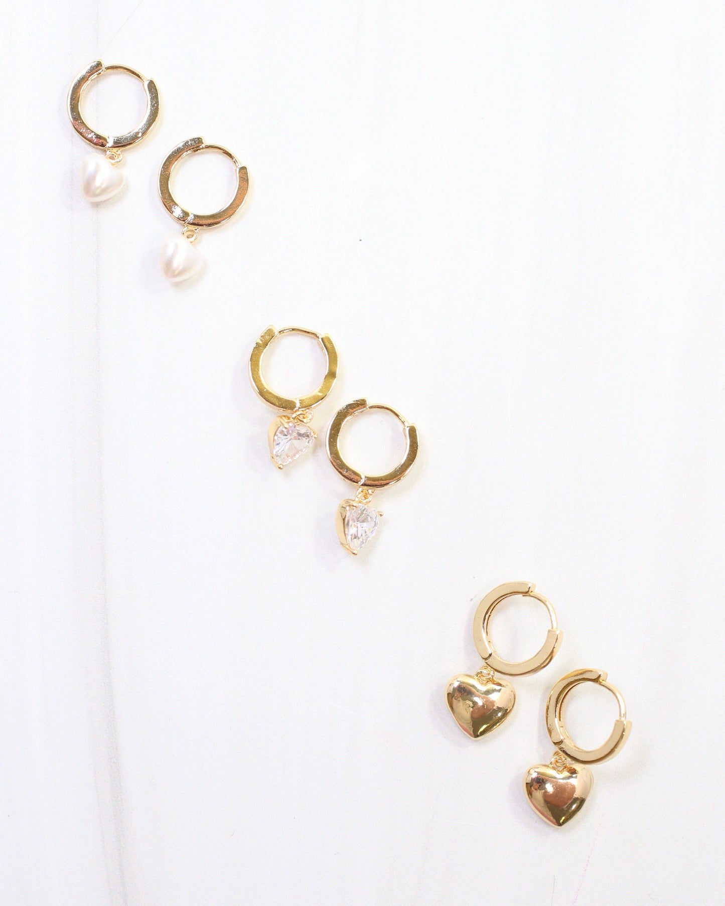 Hap Heart Huggie Earring Set Gold