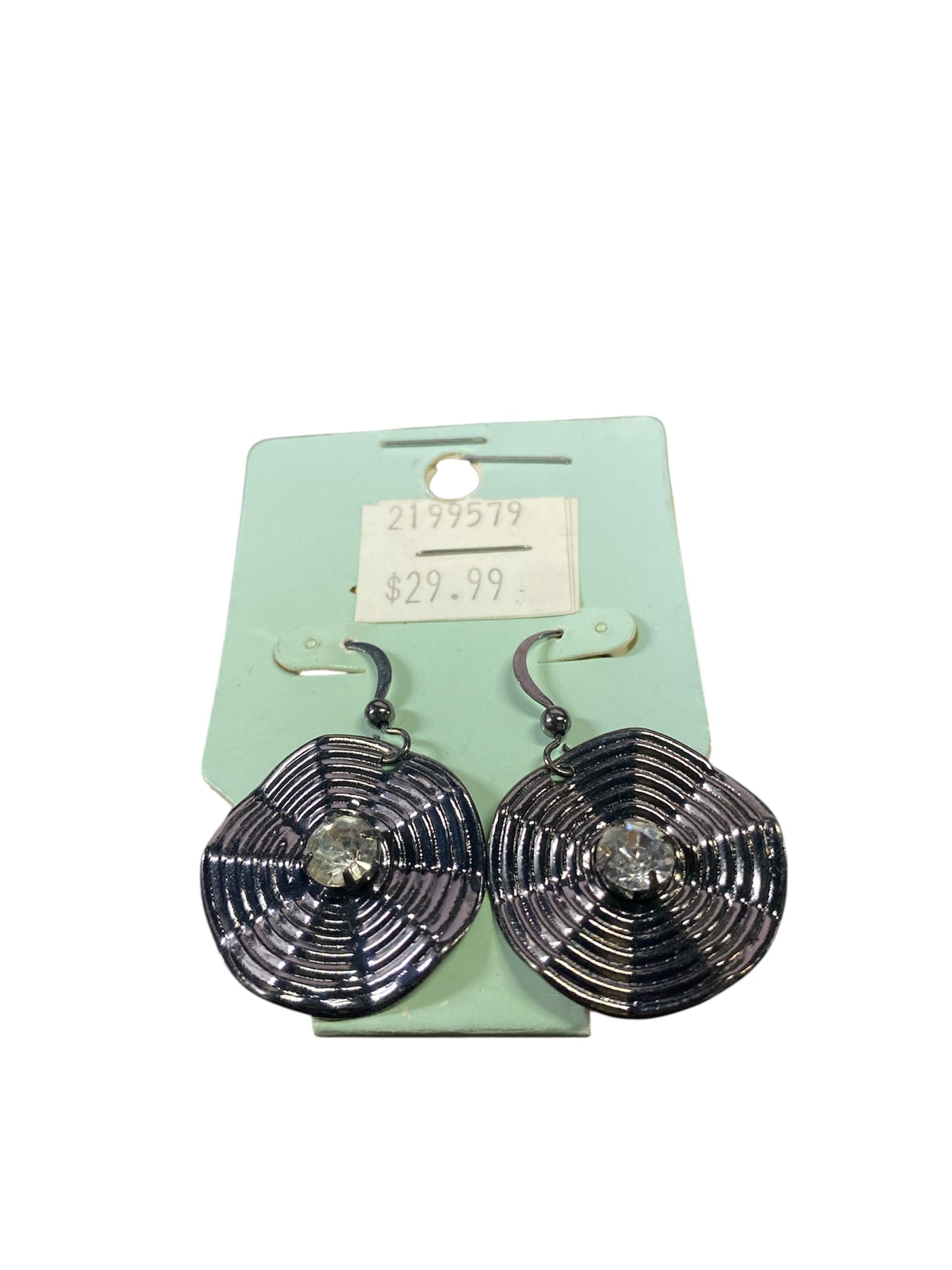 Geometric Black Earrings with Diamond Center