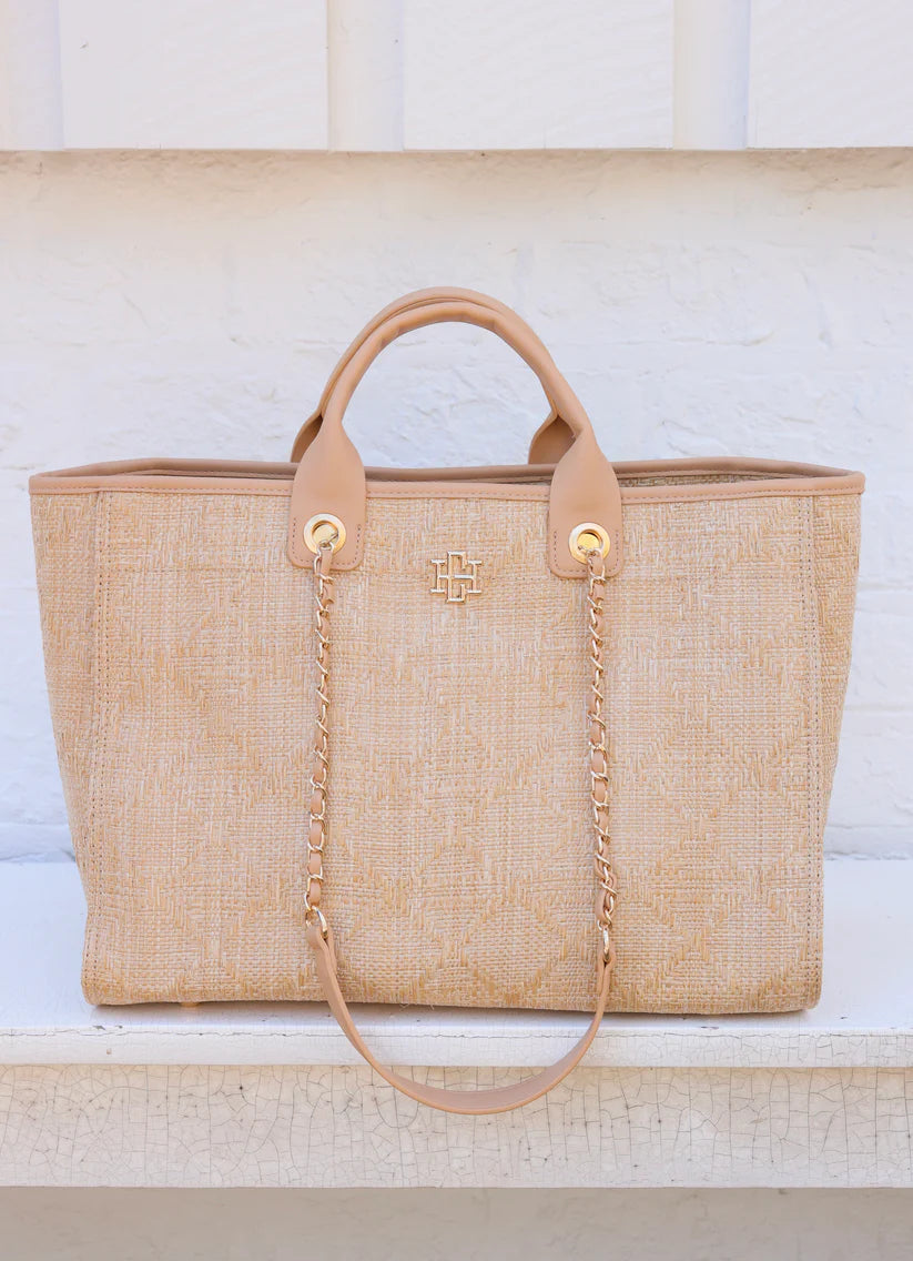 Caroline Hill Natural Lattice Melissa Tote Bag