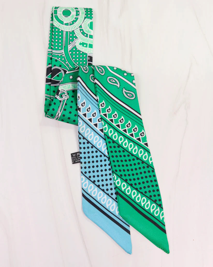 Caroline Hill Green Santee Bandana Print Scarf