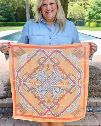 Diane Equestrian Print Scarf Orange
