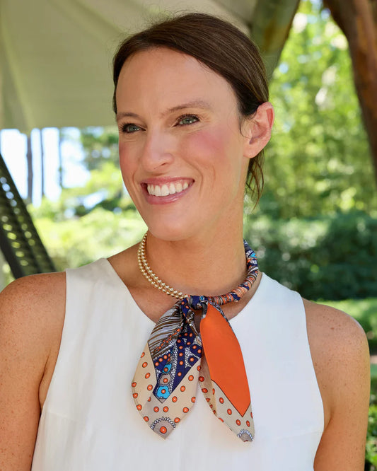 Laya Beaded Scarf Collar Necklace Orange Multi