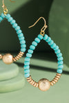 Turquoise Wood Bead Teardrop Earrings